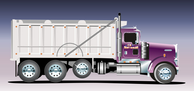 Studio B vector illustration of C.R. Heavy Hauling specialty truck, for Bob's Sporting Goods