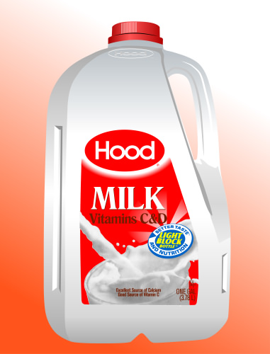 Studio B vector illustration of Hood milk carton, for Bob's Sporting Goods