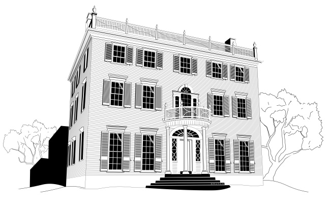 Studio B vector illustration of McLellan House at Portland Maine Museum of Art, for T's R Us